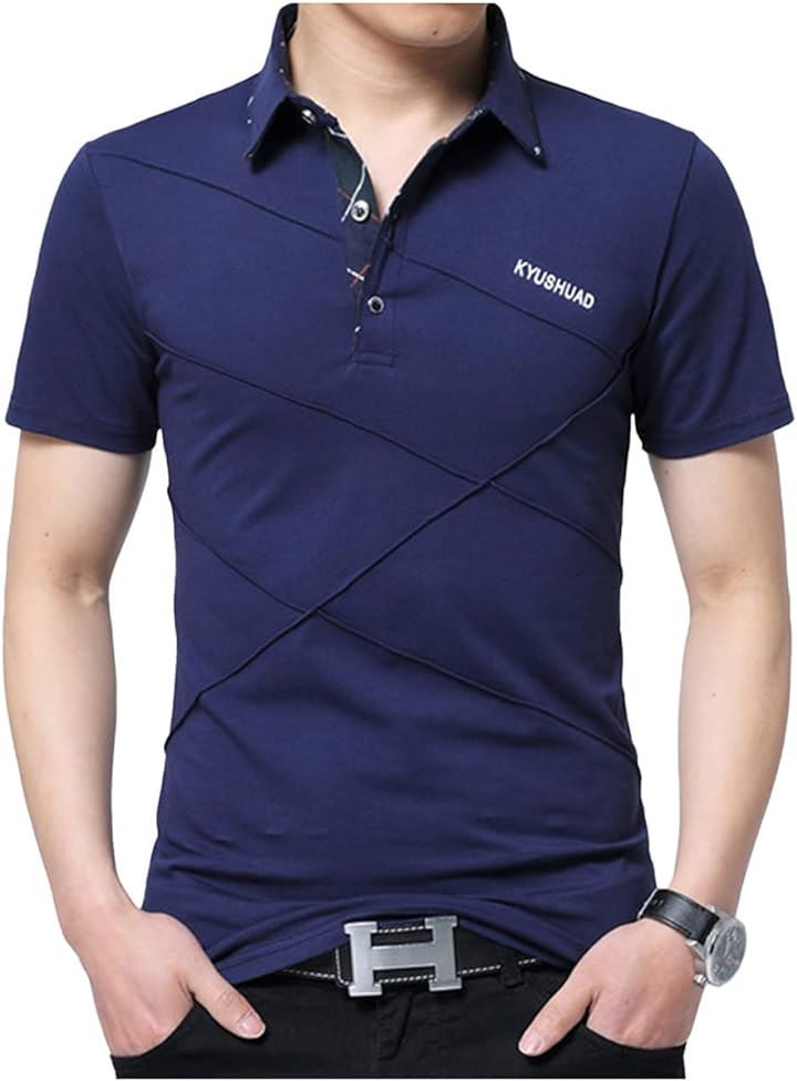 ポロシャツ メンズ 半袖シャツ トップス ゴルフ( ネイビー, L)