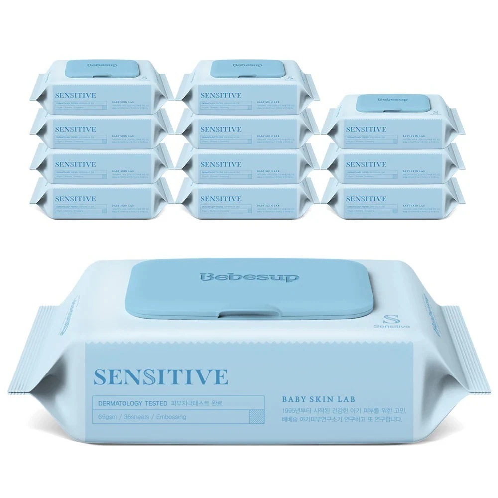 センシティブ スリムパック 幼児ウェットティッシュ キャップ型 36枚 x 12パック