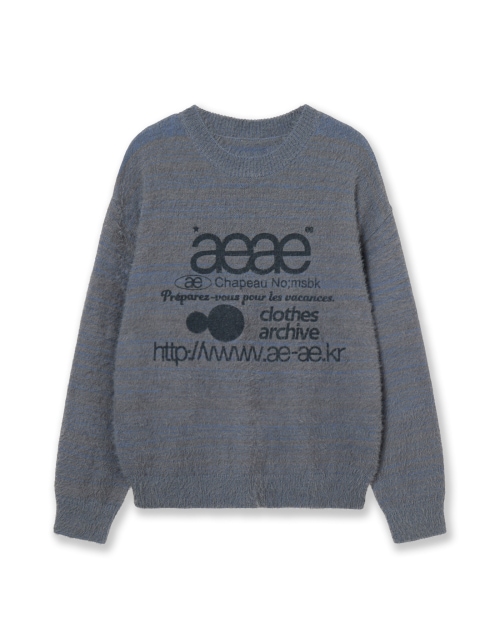 【AEAE】 WEB LOGO HAIRY KNIT [SMOKY BLUE] 正規品