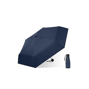 【即納】MinniLove 超軽量ミニポケット傘 晴雨兼用 五つ折りたたみ傘 日傘 UVカット 収納袋付属 (ブル)
