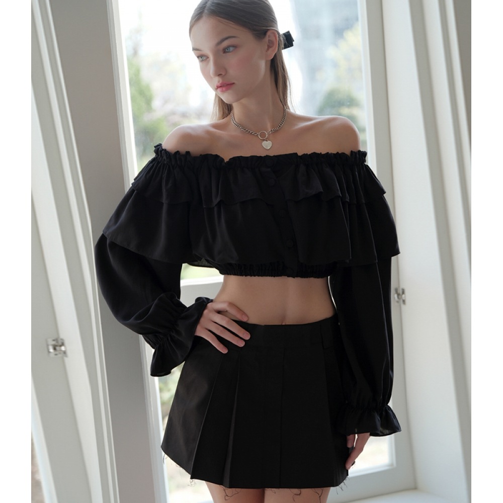 アヴァンドレスプロヴァンスクロップブラウスブラック