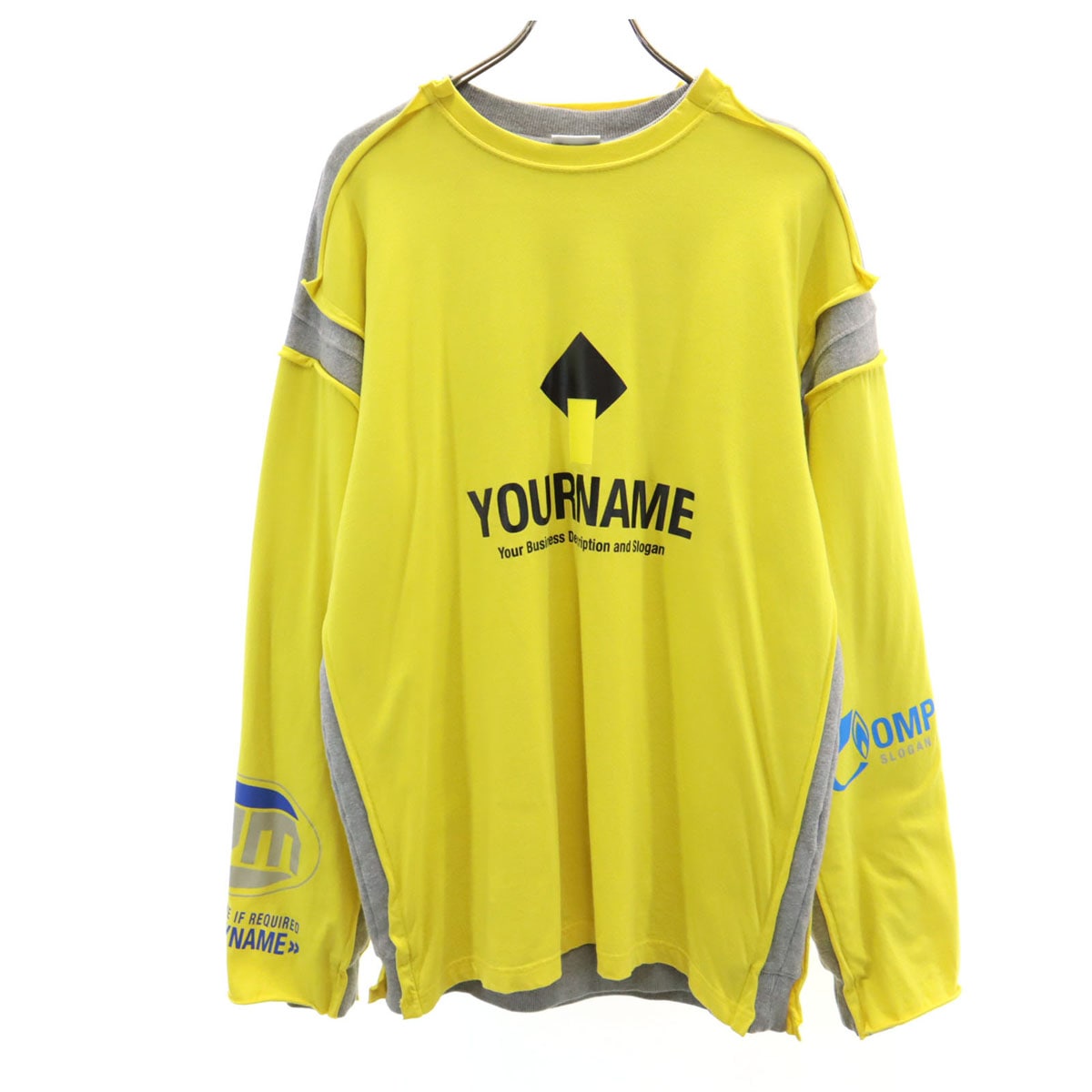 VETEMENTS ヴェトモン 19SS ポルトガル製 長袖 フェイクレイヤード スウェット S イエロー YOURNAME 裏起毛 メンズ 古着