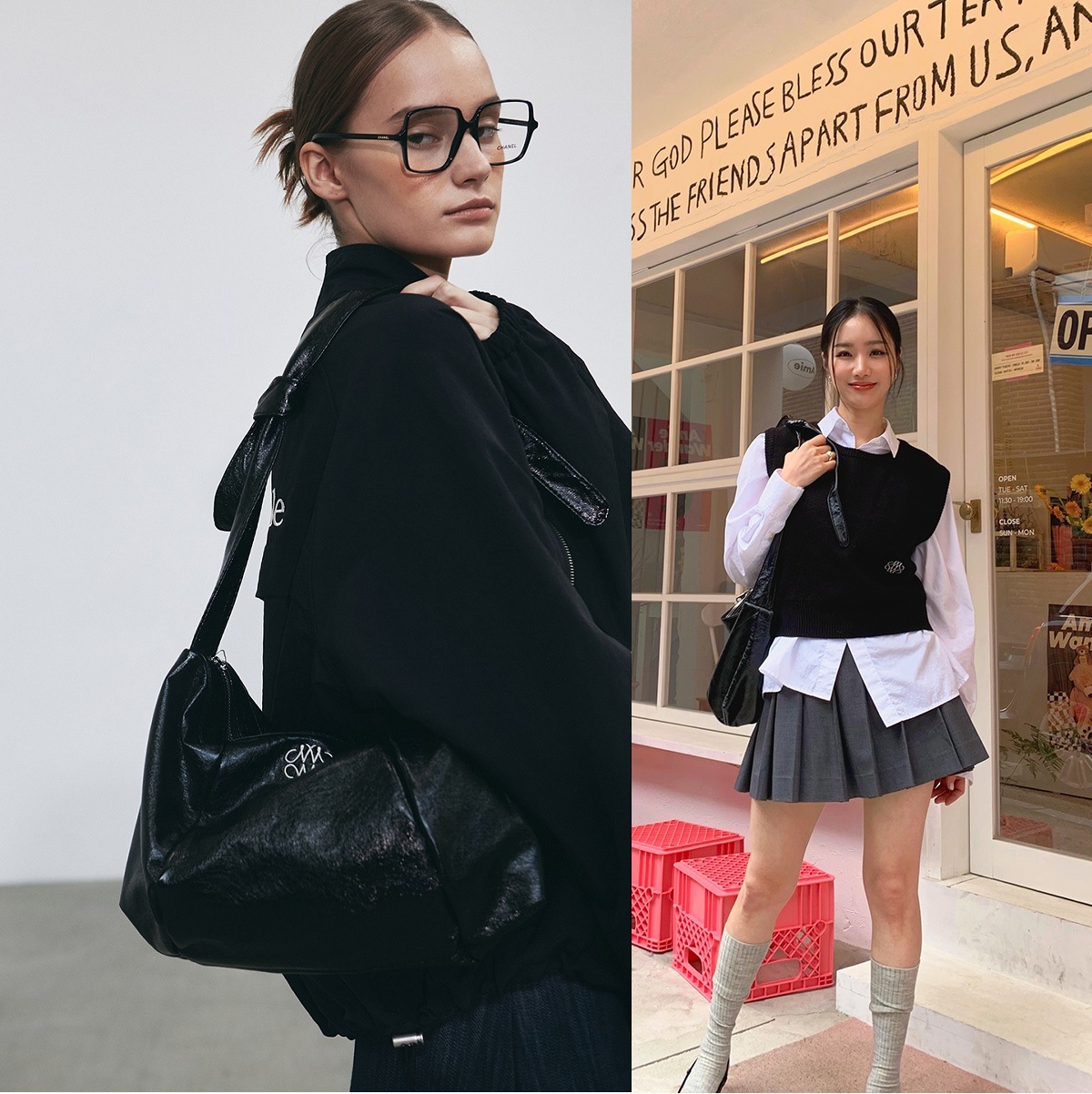 ニコル スクエア ショルダーバッグ シンプルデザイン おしゃれ 韓国ファッション 通勤 通学