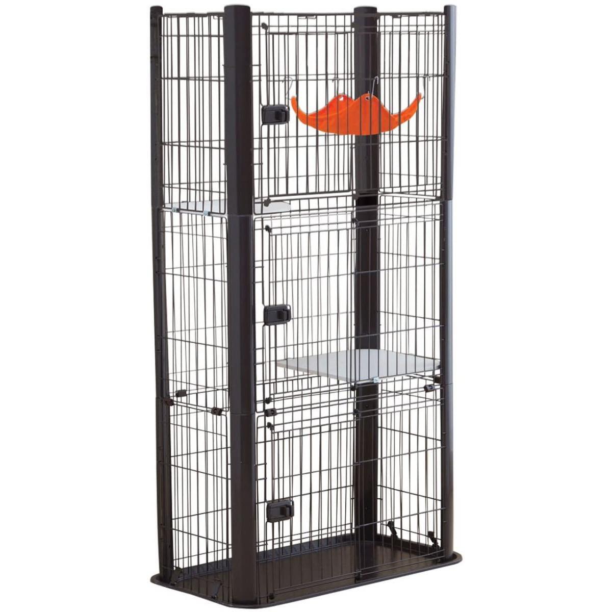 カラースリムケージ 3段 ブラウン 幅91×高170cm P-CSC-903 アイリスオーヤマ キャットケージ ペットケージ ハンモック付き 21,316円