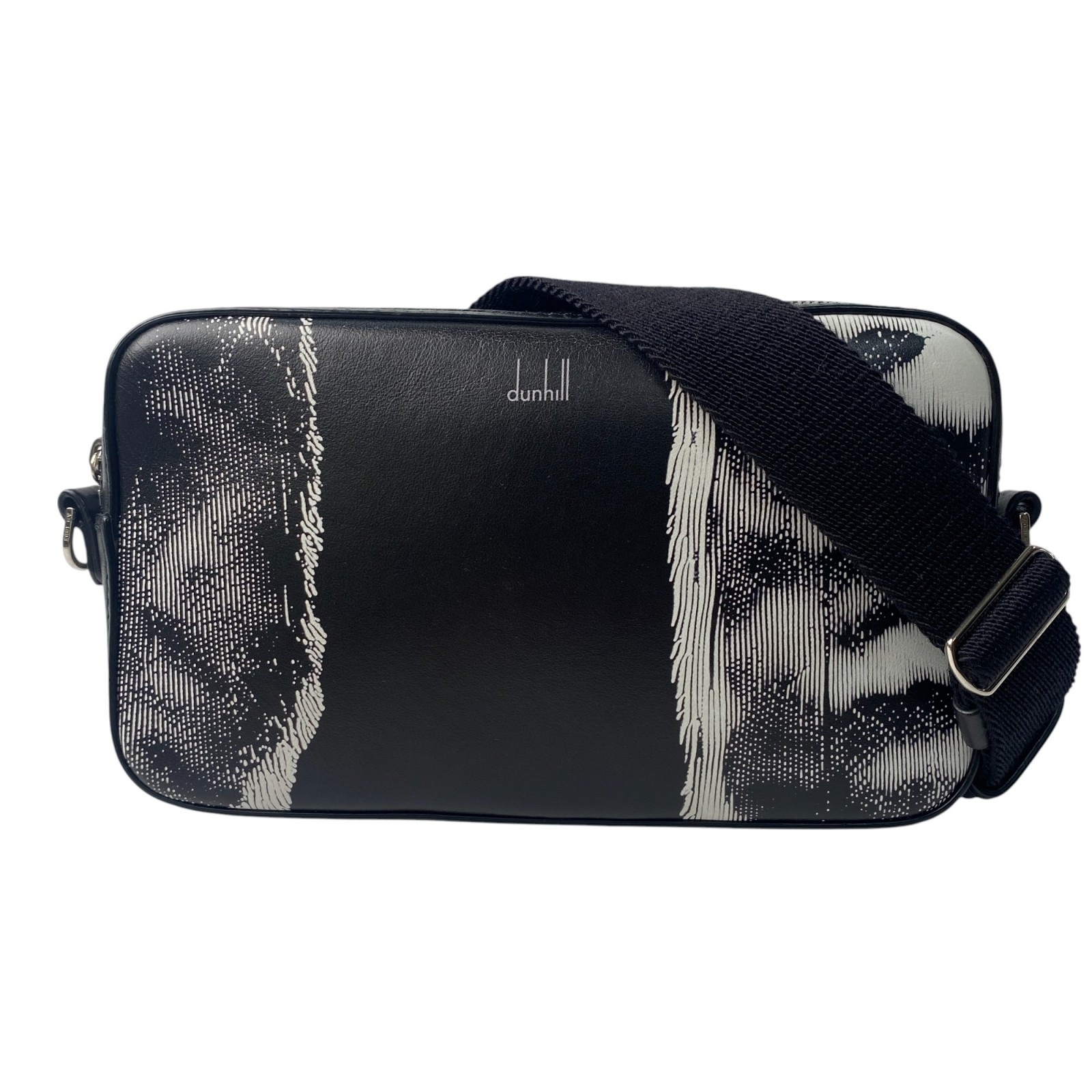美品 ダンヒル dunhill メンズ モノトーン ウエストエンドバッグ フォトグラフィックアート ショルダーバッグ カメラバッグ 斜めがけ クロスボディ
