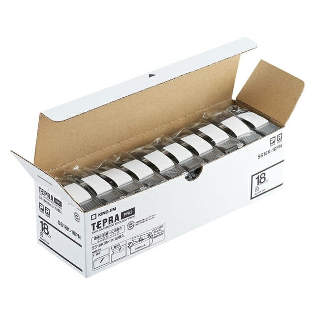 KING JIMキングジム「テプラ」PROテープ エコパック白ラベル 18mm 10個パック SS18K-10PN