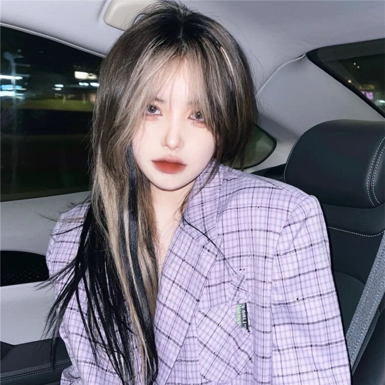 スタイル ウィッグ フルヘッドカバー 夏 エアバング ロングストレートヘア ウィッグカバー