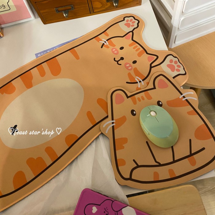 【ネット限定】 クリエイティブな手描き風イラストかわいいオレンジ猫型マウスパッド厚めのキャラクターオフィスマウス滑り その他