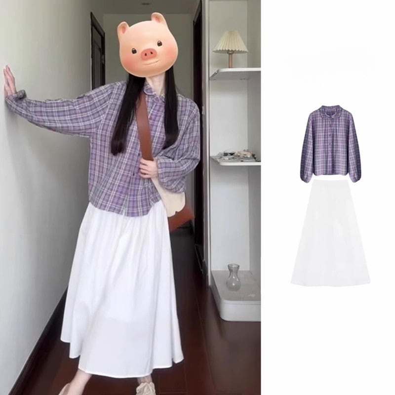 ハイエンドのカスタマイズ-初秋の女性の新しい韓国風の雰囲気を着る怠惰なスタイルのリラックスした芸術学生カレッジスタイルの年齢を減らすスーツスカート