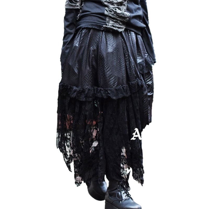 クロコ アシメスカート ユニセックス ブラック jr-257