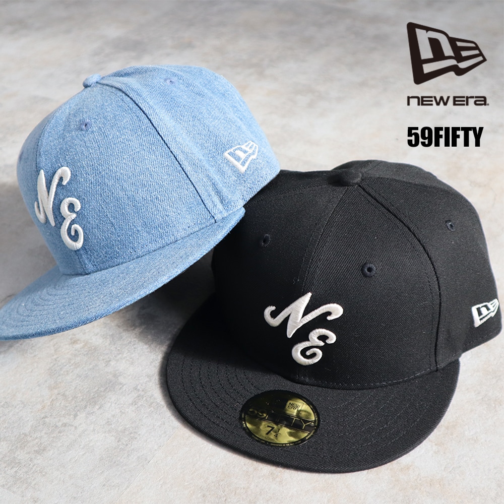 【新作】59FIFTY キャップ クラシックロゴ 　ブラック　ホワイト　ウォッシュドデニム　ベーシック ファッション　ベースボールキャップ