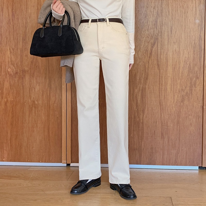 [tps0550] 韓国ファッション起毛ストレートパンツ