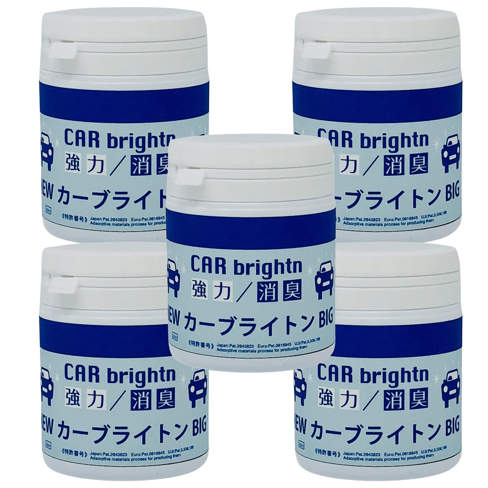 エアブライトン【超強力】車用置き型消臭剤 NEWカーブライトン 無香性 200ml×5個 ビッグサイズ 煙臭 ペット 生活臭 ホルムアルデヒド