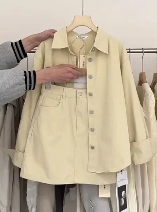 優しい女性用衣装2025新作韓国風万能サスペンダー付きルーズコートスリムスカートスリーピーススーツ359