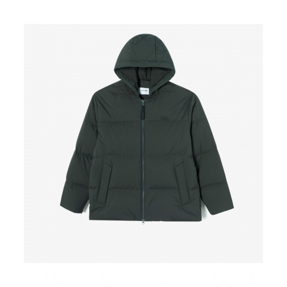 LACOSTE メンズスタジアムネックパーカーダウン [ダークカーキ]