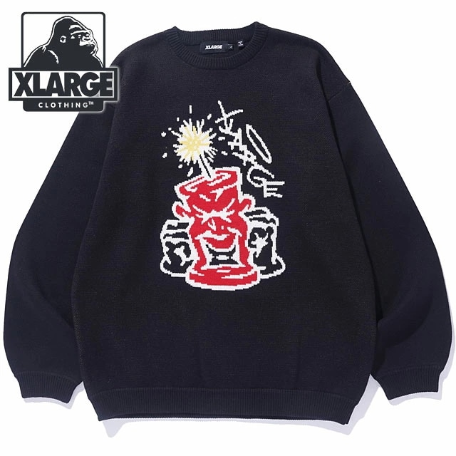 フラットダイナマイト クルーネックニット [101243015004] FLAT DYNAMITE CREWNECK KNIT メンズ トップス セーター x-large エックスラージ BLACK