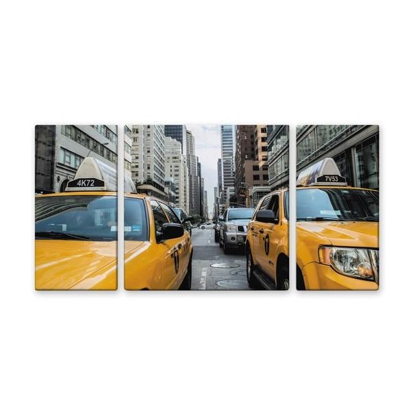 アート アートパネル 写真 3枚セット 大型 100×50cm アートパネル 壁掛け キャンバス 3分割 インテリア 風景 ニューヨーク イエローキャブ