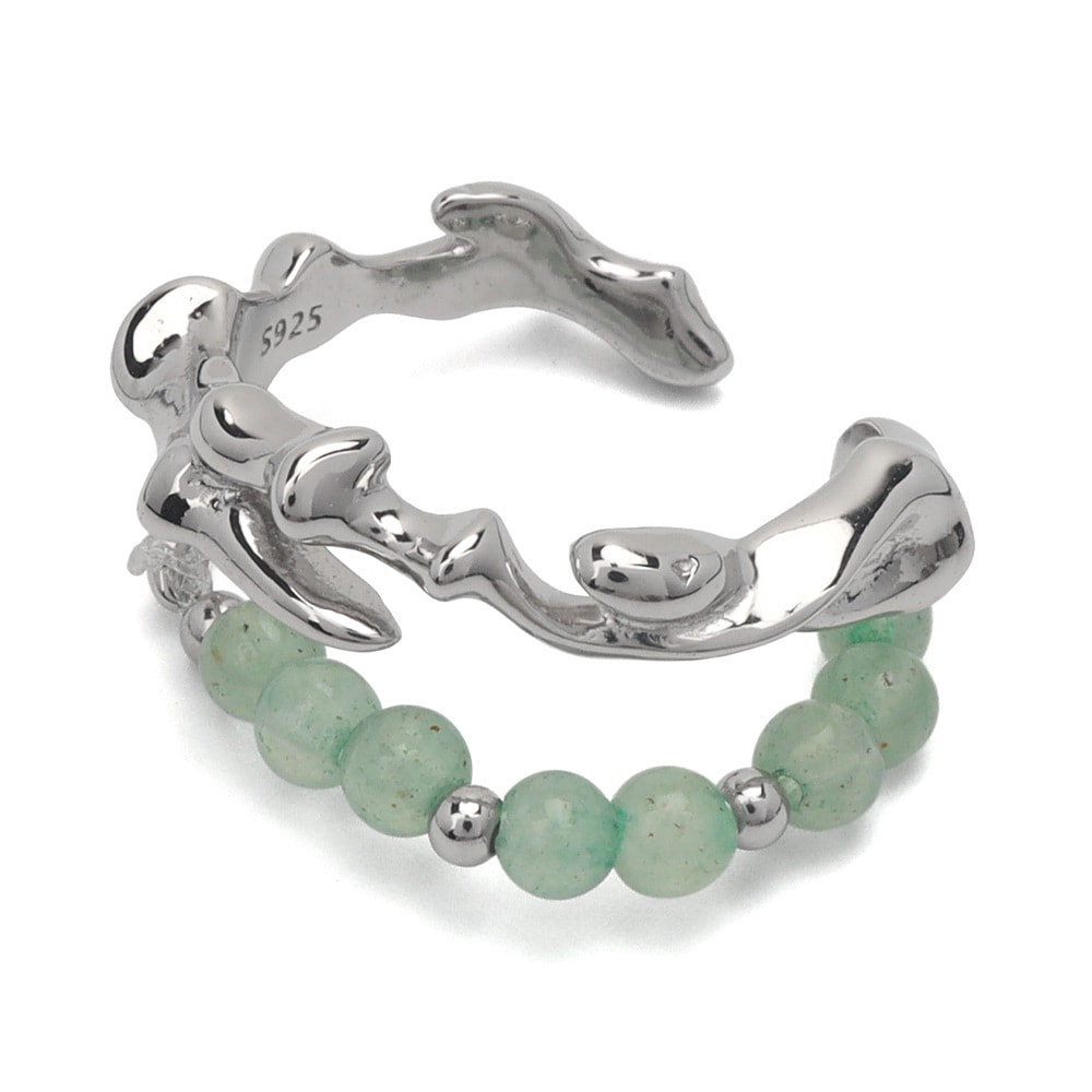 925 グリーンアベンチュリンの優しい色合いが魅力のリング [cr563]