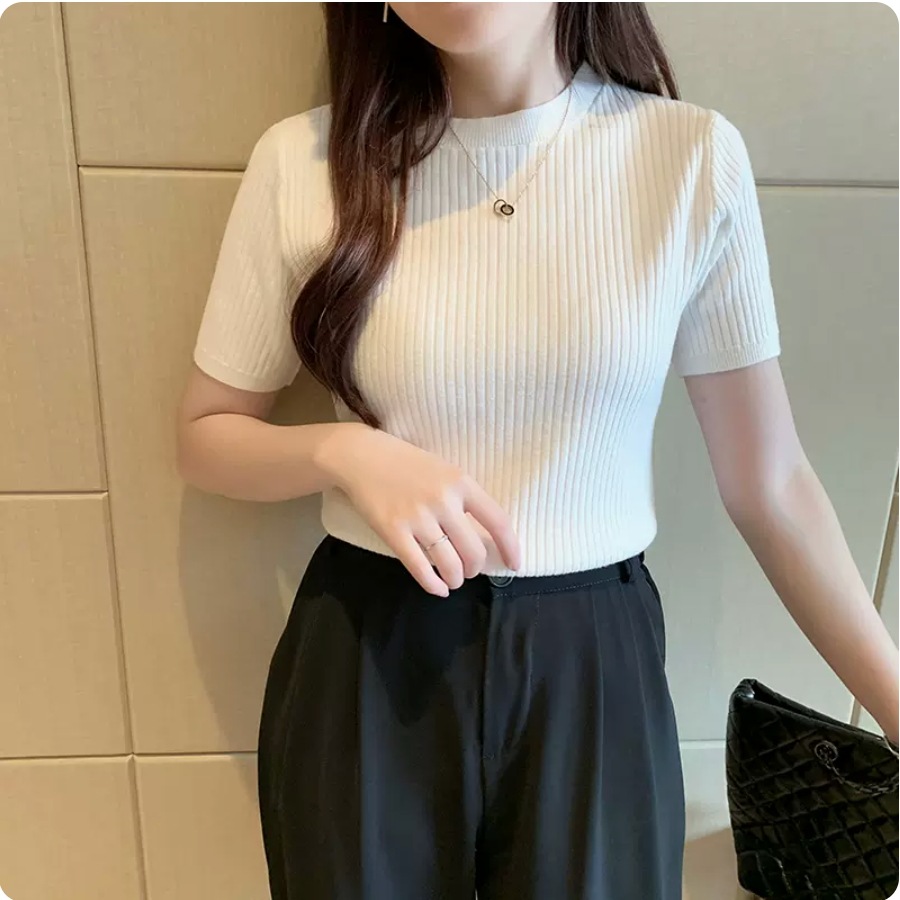 きれい Tシャツ シャツ プルオーバー トップス ショート ショート丈 半袖 スリム タイト かわいい 可愛い きれいめ シンプル カジュアル 上品 おしゃれ お洒落 可愛い 女子