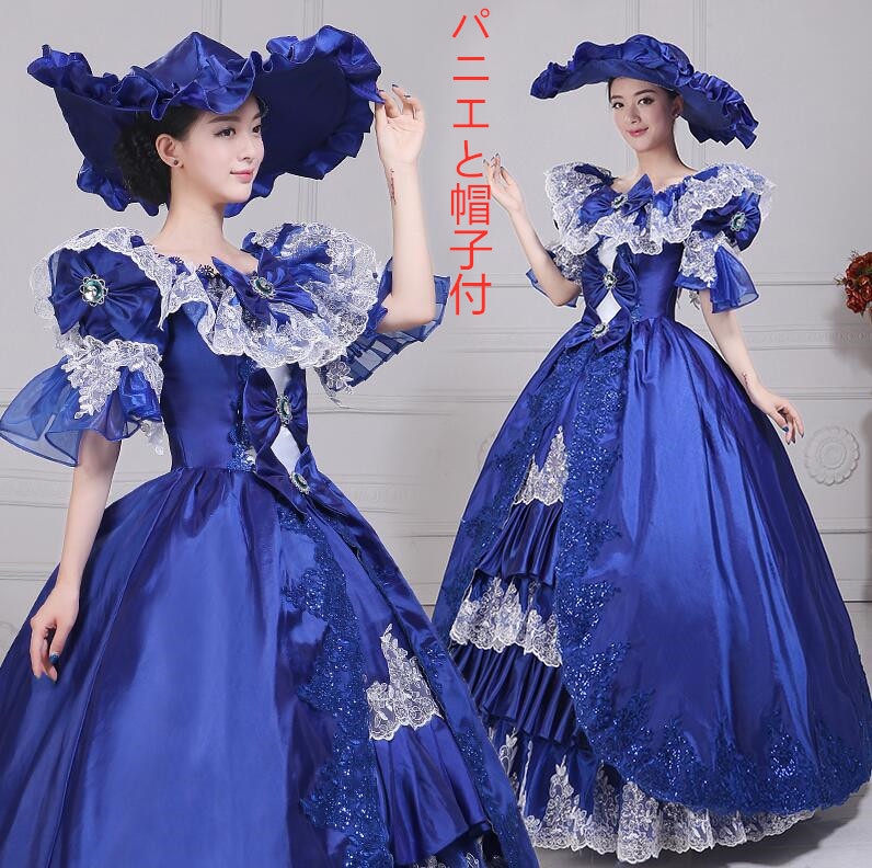 貴族ドレス 中世 マキシ丈ワンピース 豪華 欧米宮廷風 ティアードワンピース 半袖 エンパイアライン 宮廷服 コスプレ衣装 上品 貴婦人服 ハロウィン オペラ 演出服 パーティードレス 舞台劇演出服