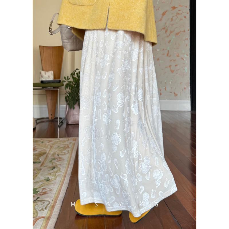 レディース　スカート　ハイウエスト 英さんの 大きめ サイズ 婦人服 ローズ 詩 高級 ベルベットスカート 万能 民族 風 ロング スカート