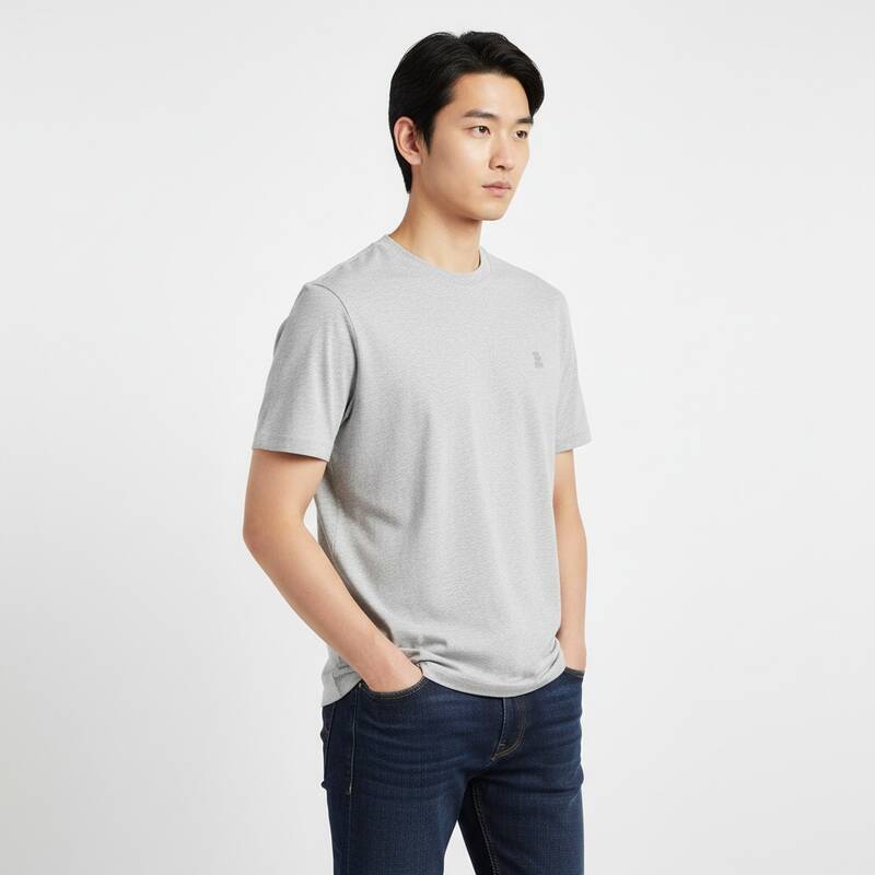 ブルネロ・クチネリ ロゴ入り半袖Tシャツ パール メンズ M0B137444G CKP33