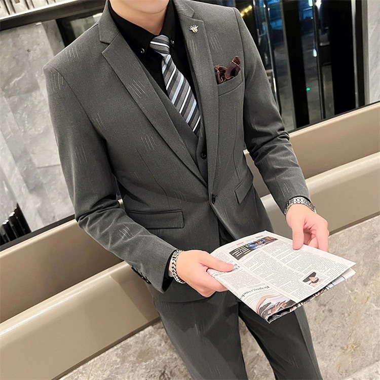 新商品登場メンズ スーツ 韓国風 3点セット ビジネススーツ 花婿 入学式 スリムスーツ 結婚式 オシャレ フォーマルスーツ 紳士用 通勤 成人式 20代30代40代 宴会 ジャケット+ベスト+パンツ