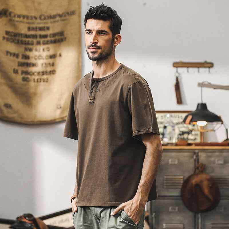 ポロシャツ ヴィンテージ Tシャツ メンズ 半袖 夏 アメリカン レトロ コットン トップ 男性用 通気性 無地 綿 ブラック ゴールド グリーン