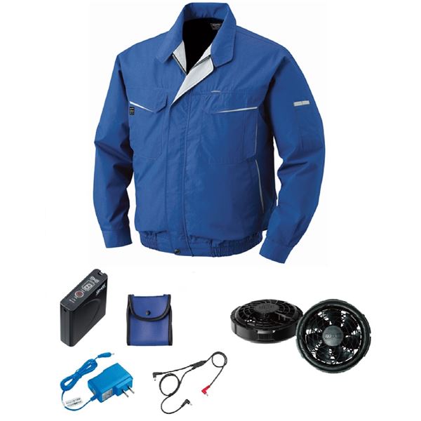 KU90470 空調服 綿/ポリ混紡 FAN2300B/LISUPER1セット ブルー 3L