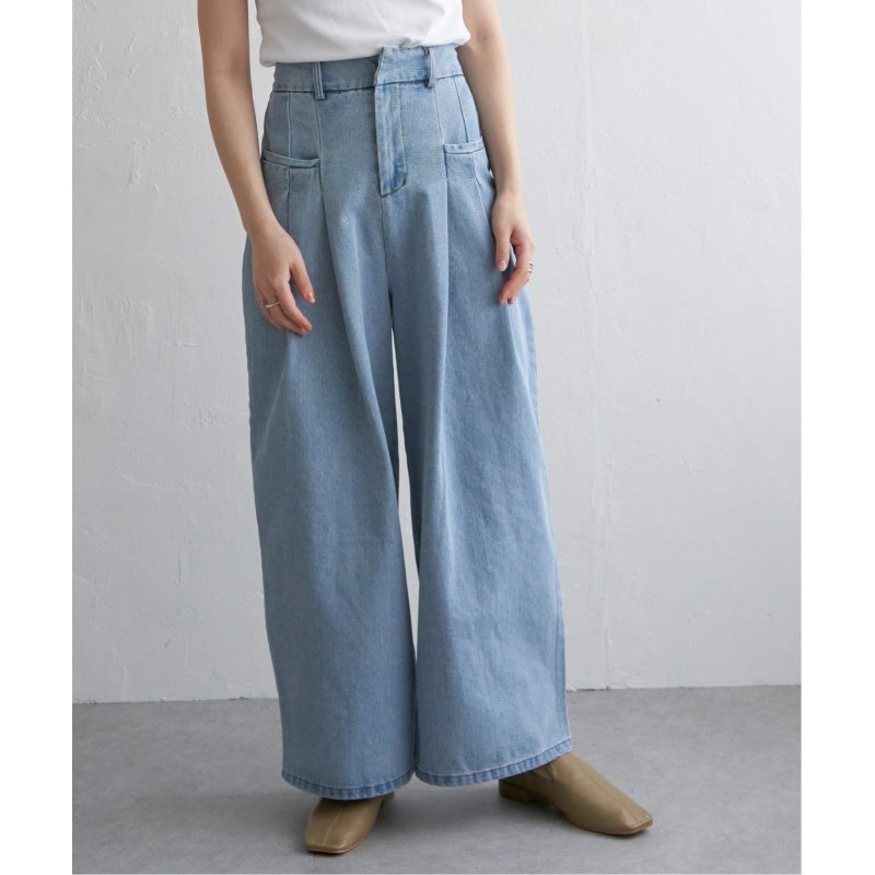 タックデニムパンツ