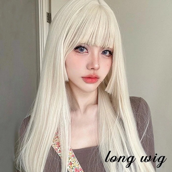 品質良い 大好評中ウィッグ 姫カット レディース フルウィッグ ロング 長髪 ストレート 金髪 ゴールド 前髪あり 可愛い かわいい 大人用 コスプレ ロリータ ゴスロリ コスム 仮装 かつ