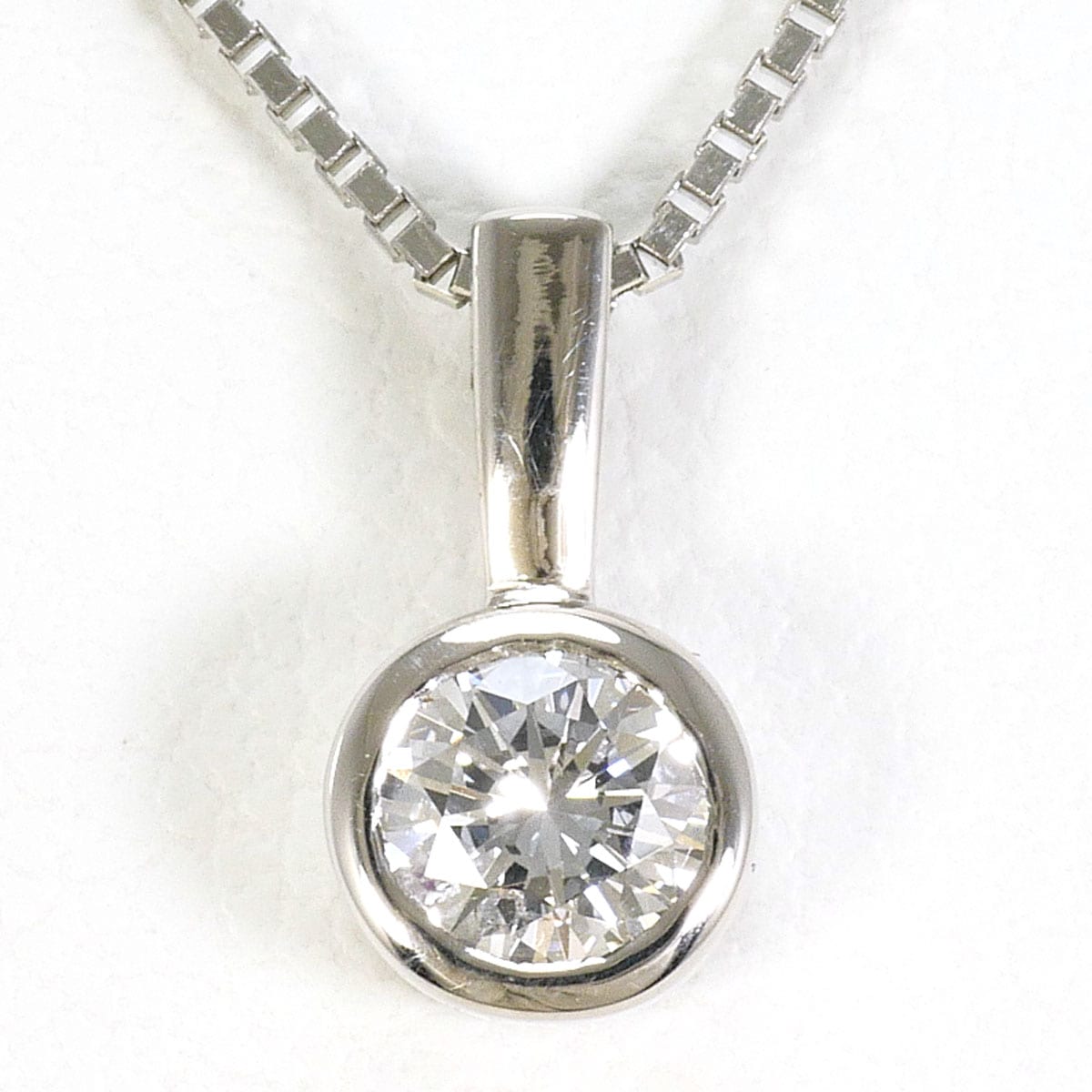 PT900 プラチナ PT850 プラチナ ネックレス ダイヤモンド 0.21ct 総重量約3.0g 約45cm 中古
