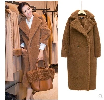 福袋Liu Taoの同じコート女性用24新作ミドル丈グレインアルパカシルエットファーコート