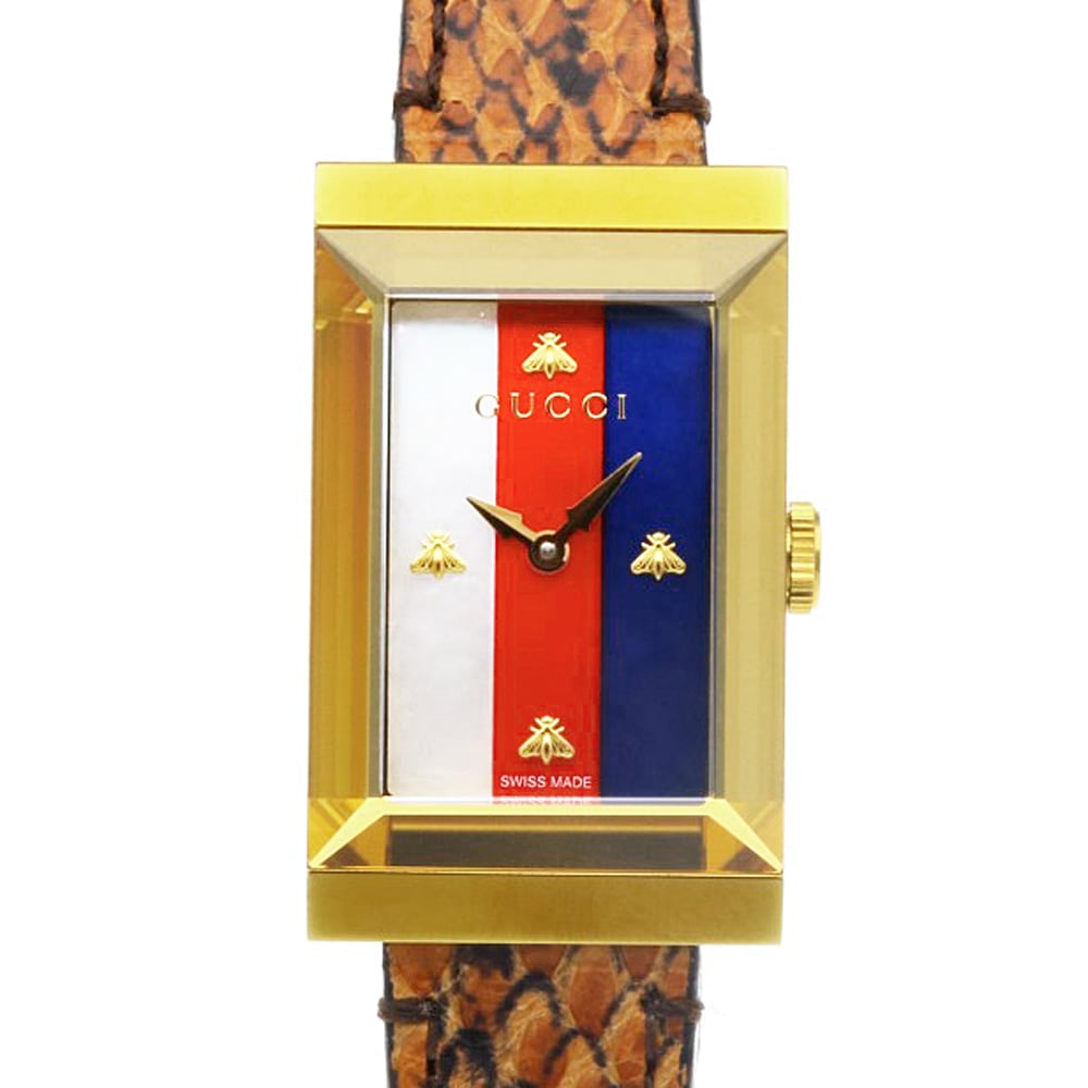 グッチ Gフレーム シェリーライン 腕時計 ステンレススチール 147.4 クオーツ 1年保証 GUCCI 中古