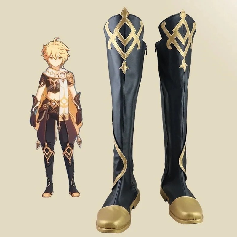 原神旅人空コスプレ靴ブーツ
