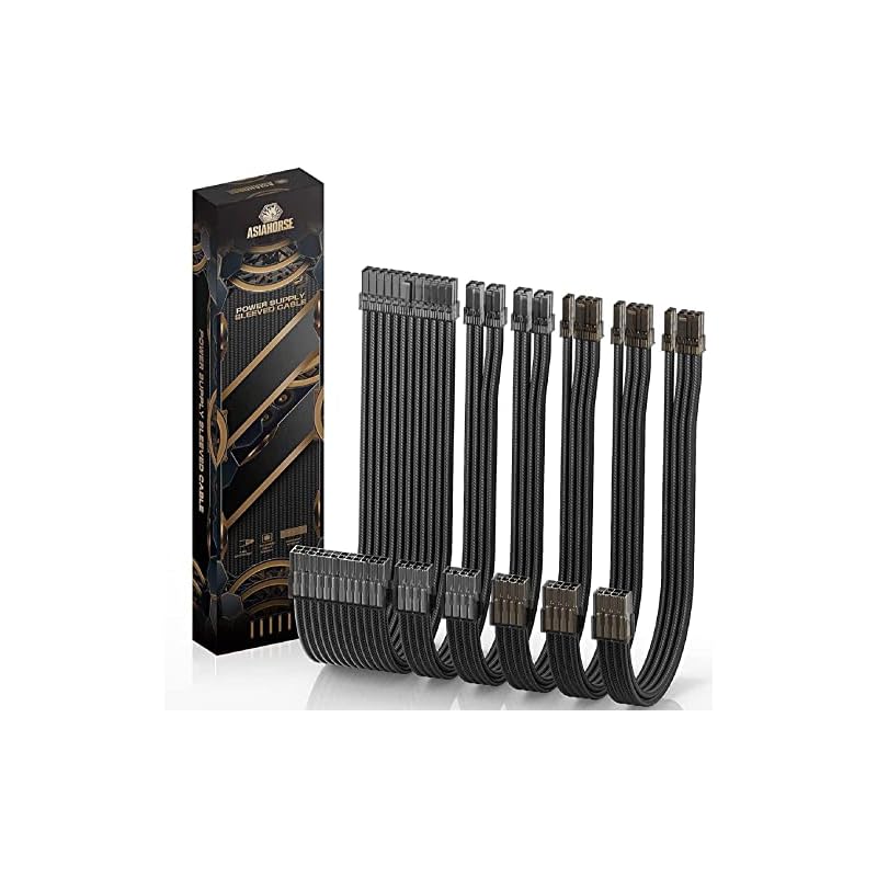 AsiaHorse 更新 16AWG PC電源 延長ケーブルGPU/CPU 用 PC スリーブケーブル キット電源コンピュータ ケーブル延長ケーブル コーム付き24PIN/(6+2) PIN/(