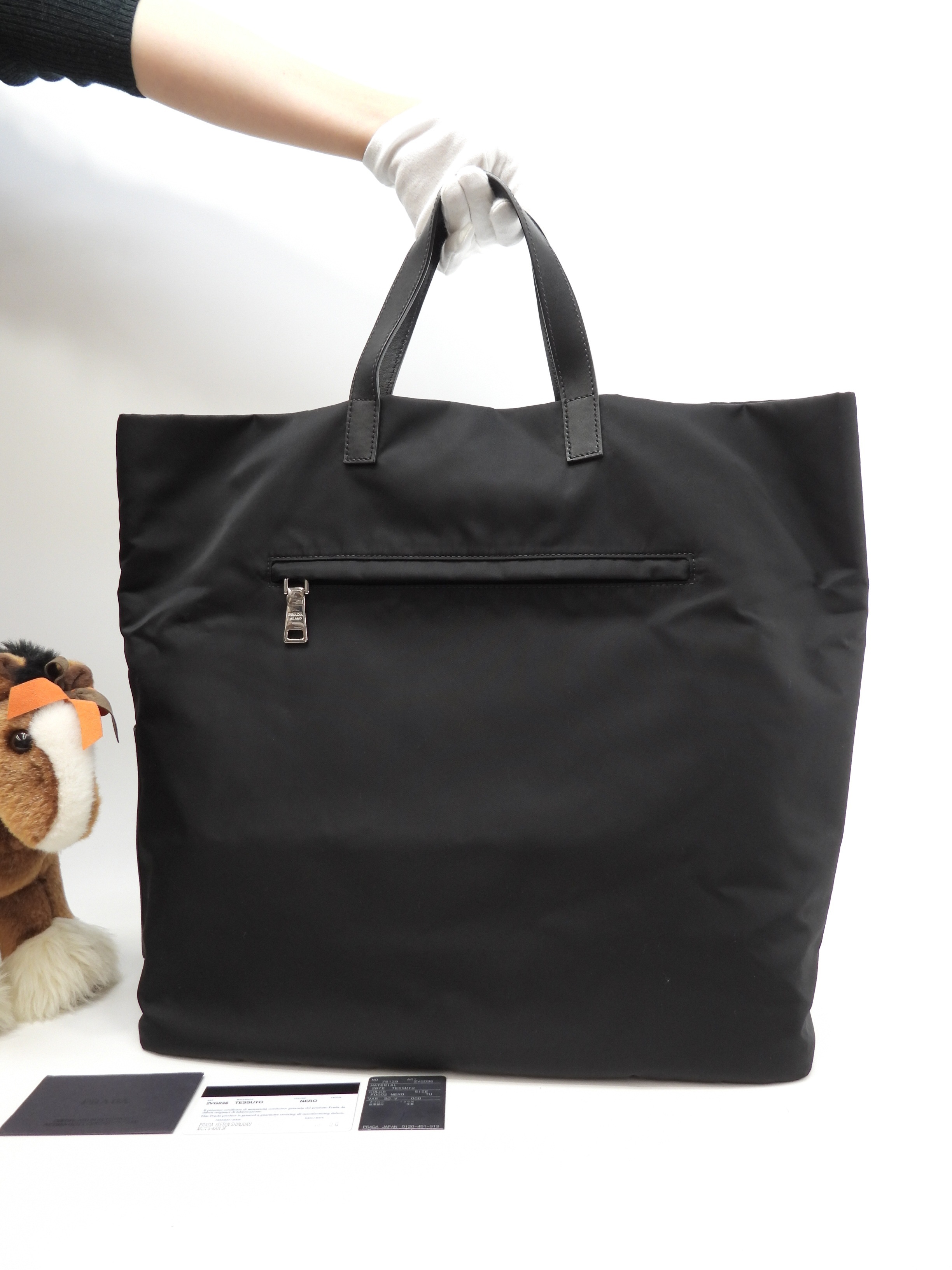 トートバッグ メンズ ナイロン黒 縦長ハンドバッグ 極美品@173