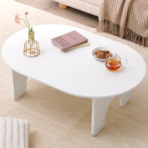 萩原 ローテーブル テーブル 楕円 コンパクト 幅90 アーチ型 の かわいい 足もと シンプル メラミン樹脂 キッズ 子供 幅90 奥行60 高さ32 ホワイト MT-6928WH 7,549円