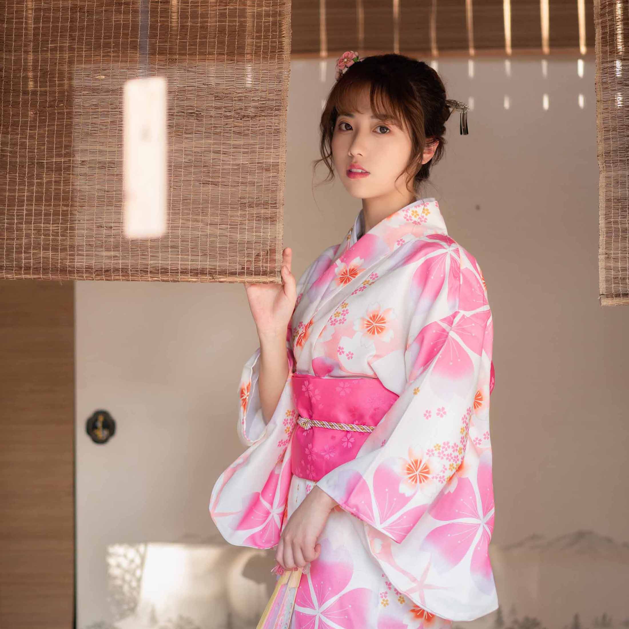 和風着物 浴衣 フォーマル ピンク 桜の季節 写真 伝統改良和装 高級 女性 母の日-0000986
