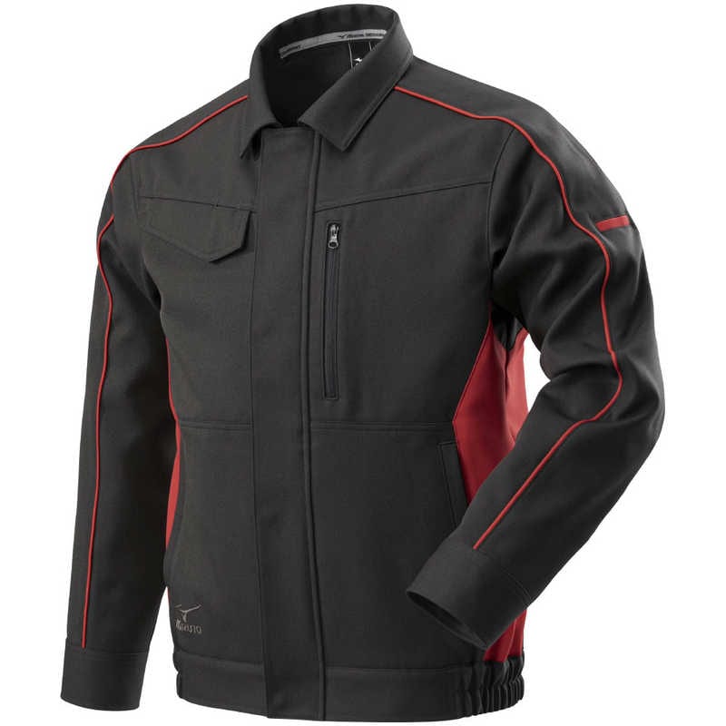 ミズノ　ワークジャケット(通年素材) ［ユニセックス］ 2XL 96：チャコールグレー×レッド　F2JE218696