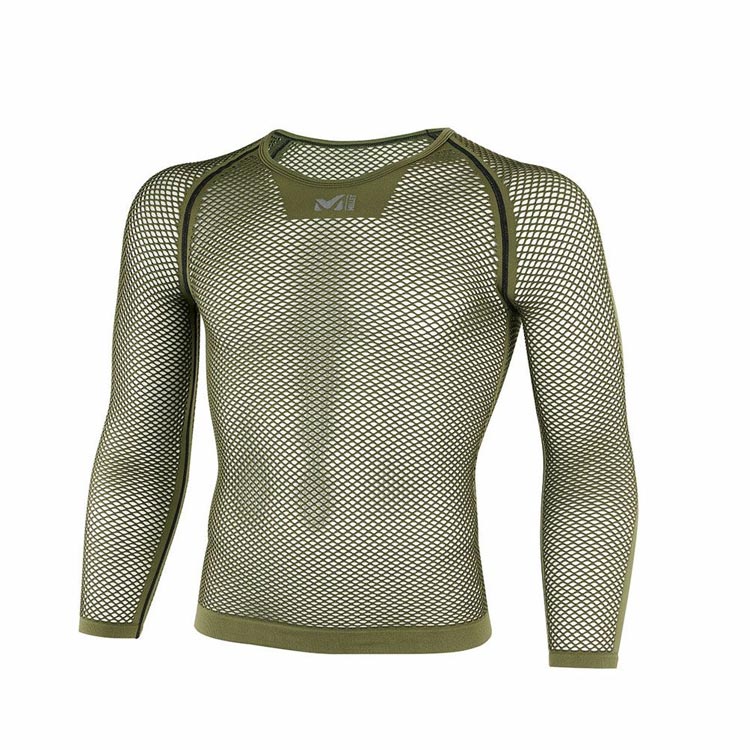 ドライナミック メッシュ 3/4 スリーブ クルー L/XL OLIVE #MIV01356-8781-L-XL