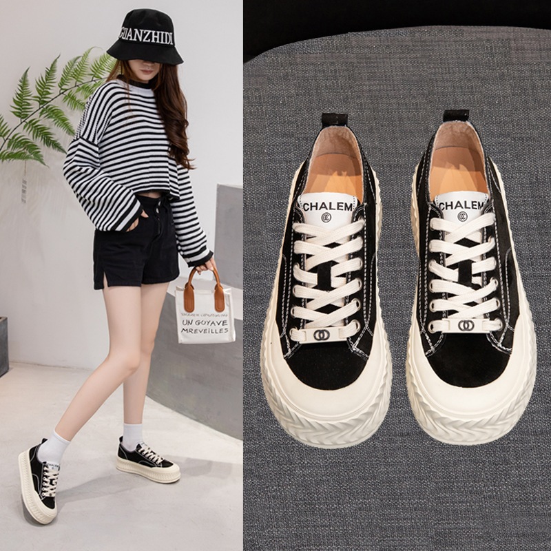 厚底人気のビスケットシューズ女性用2025春秋新作韓国版身長アップカジュアルスニーカースポーツベアシューズイントレンド