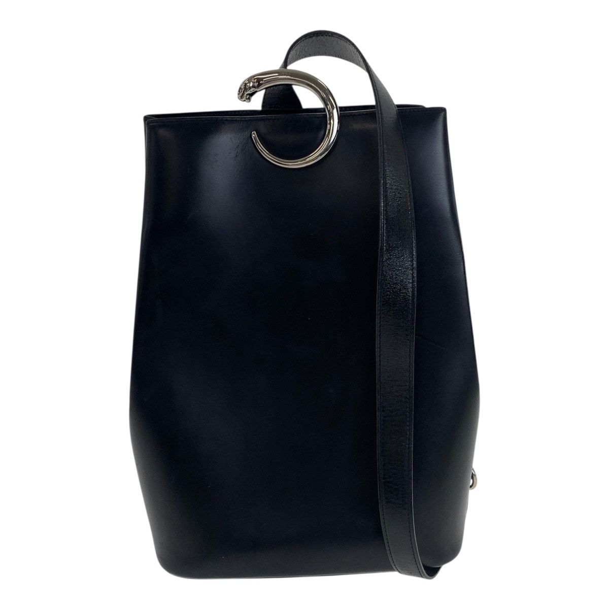 美品 パンテール ブラック 黒 シルバー金具 レザー ショルダーバッグ レディース 504400