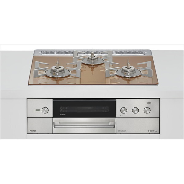 ビルトインガスコンロ 都市ガス用 両側強火タイプ 3口 60cm RHS31W38M12RCSTW-13A スパークリングカッパー DELICIA