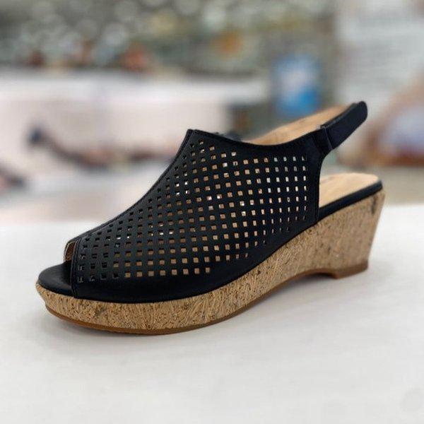女性軽量ウェッジヒールサンダル 6CM YADMDS635BKBE HFPS2A GN_GN
