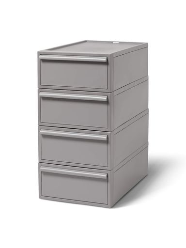 収納ボックス クローゼットシステム 引出し (S) 4個組 オールグレー CS-D1 4P 奥行き52CM クローゼット収納にピッタリ