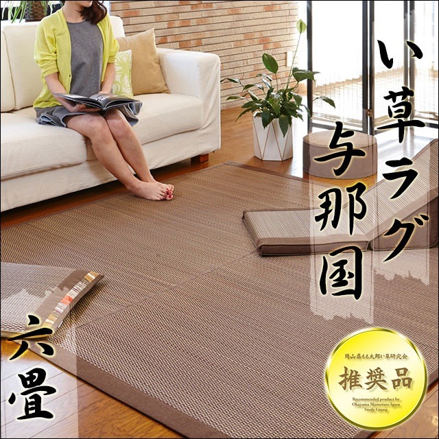 沖縄風 い草 ラグ カーペット 与那国 長方形 261X352cm 抗菌防カビ防ダニ オールシーズン 春夏用 ラグマット 和モダン アジアンテイスト E6-YONAGUNIBR