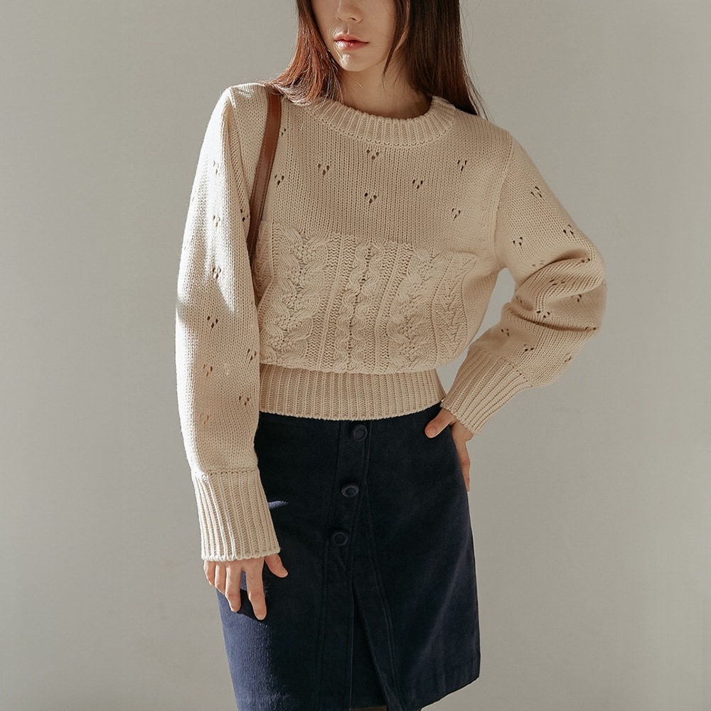 ブローパンチングケーブルラウンドニット 6,480円