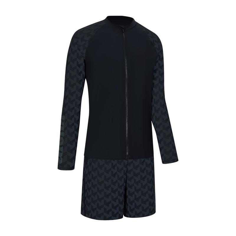 男性ノーブリーレジャーZIPアップラッシュガードセットA4BM1PC11（BLKNVY）