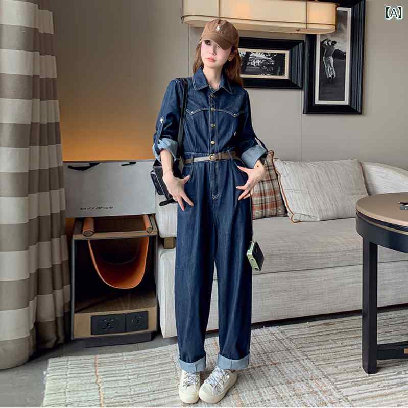 オーバーオール レディース サロペット デニム パンツ ジャンプスーツ ハイウエスト スリム 西洋 ワイドレッグ 青